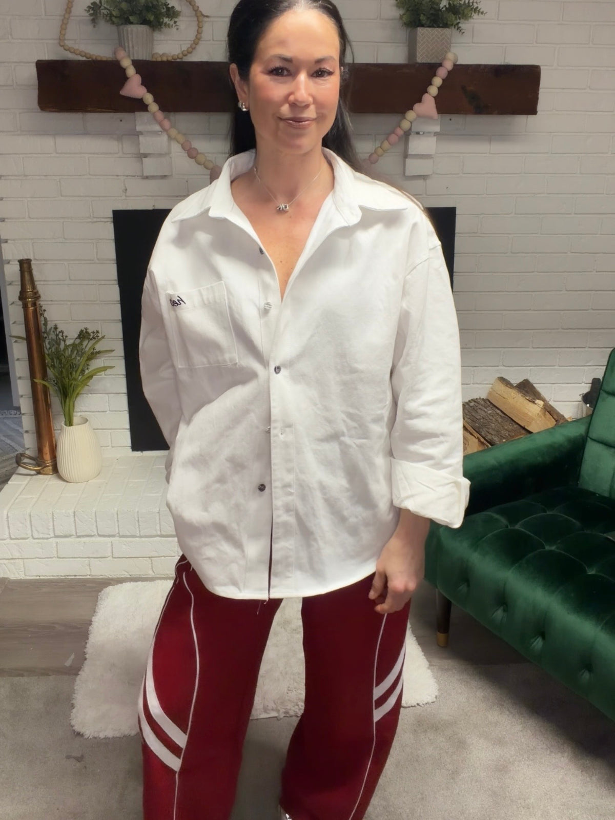 White Button Front Hello Shacket | Women's Shirt Jacket