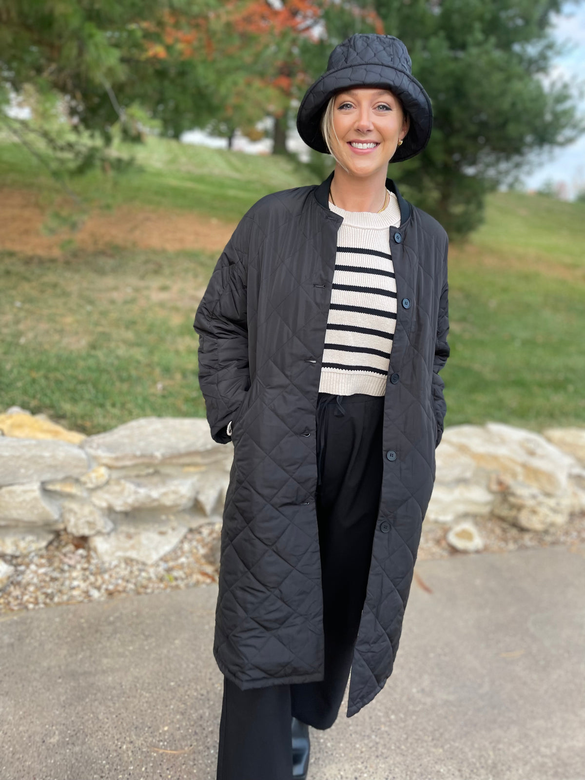 Black Maxi Quilted Coat