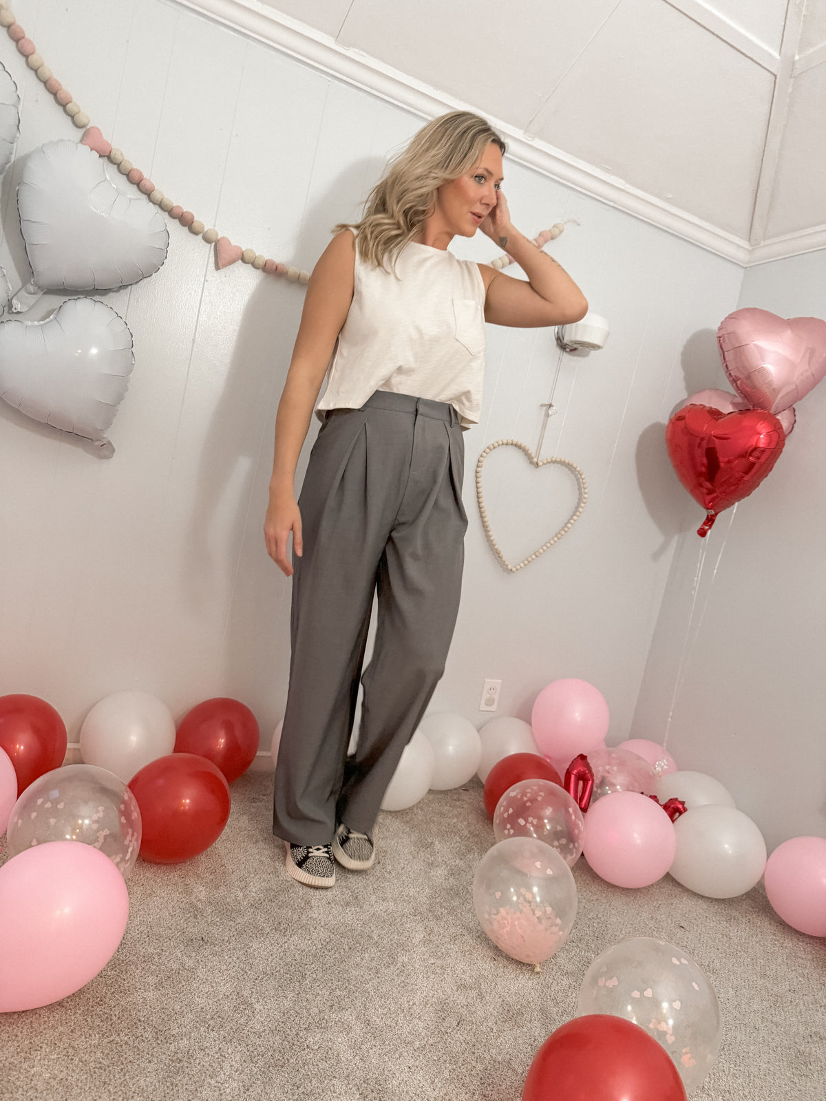 Grey High Waisted Trouser