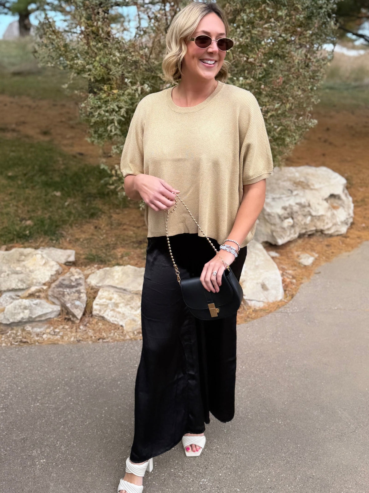 Black Satin Wide Leg Pants