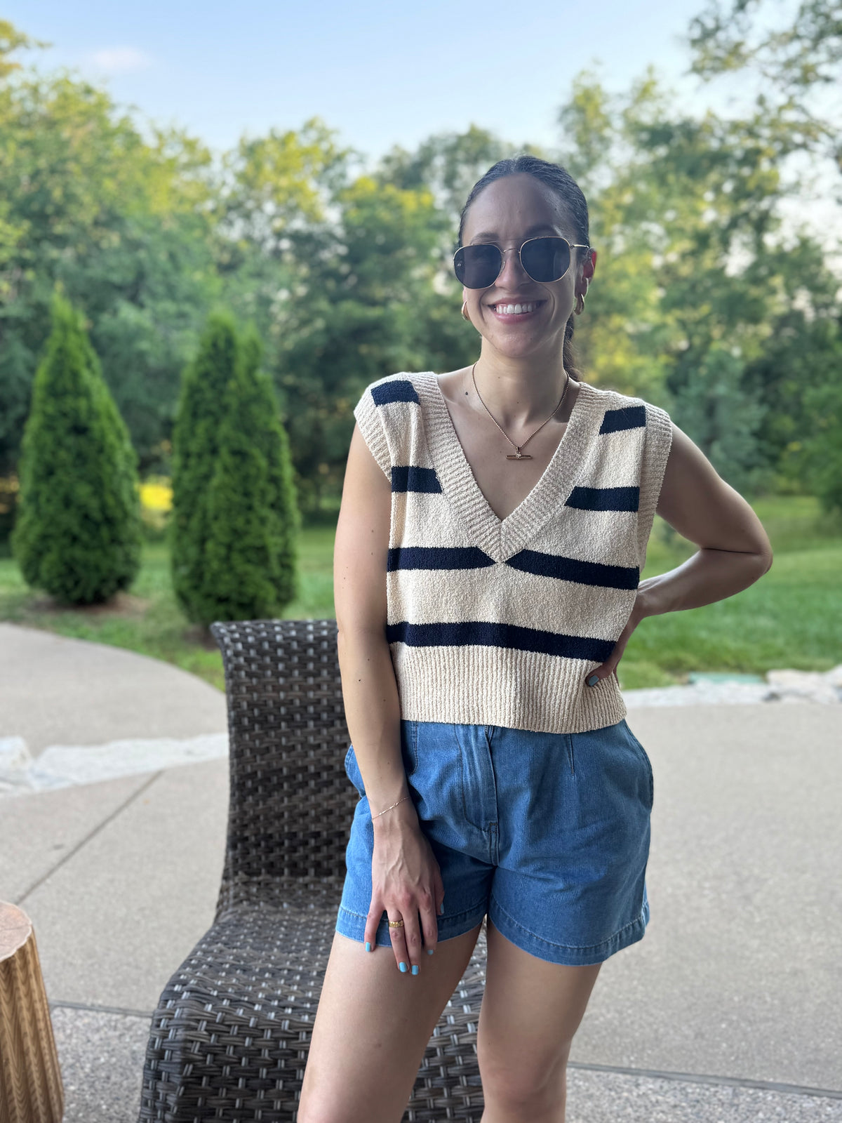 Navy Striped Sweater Vest