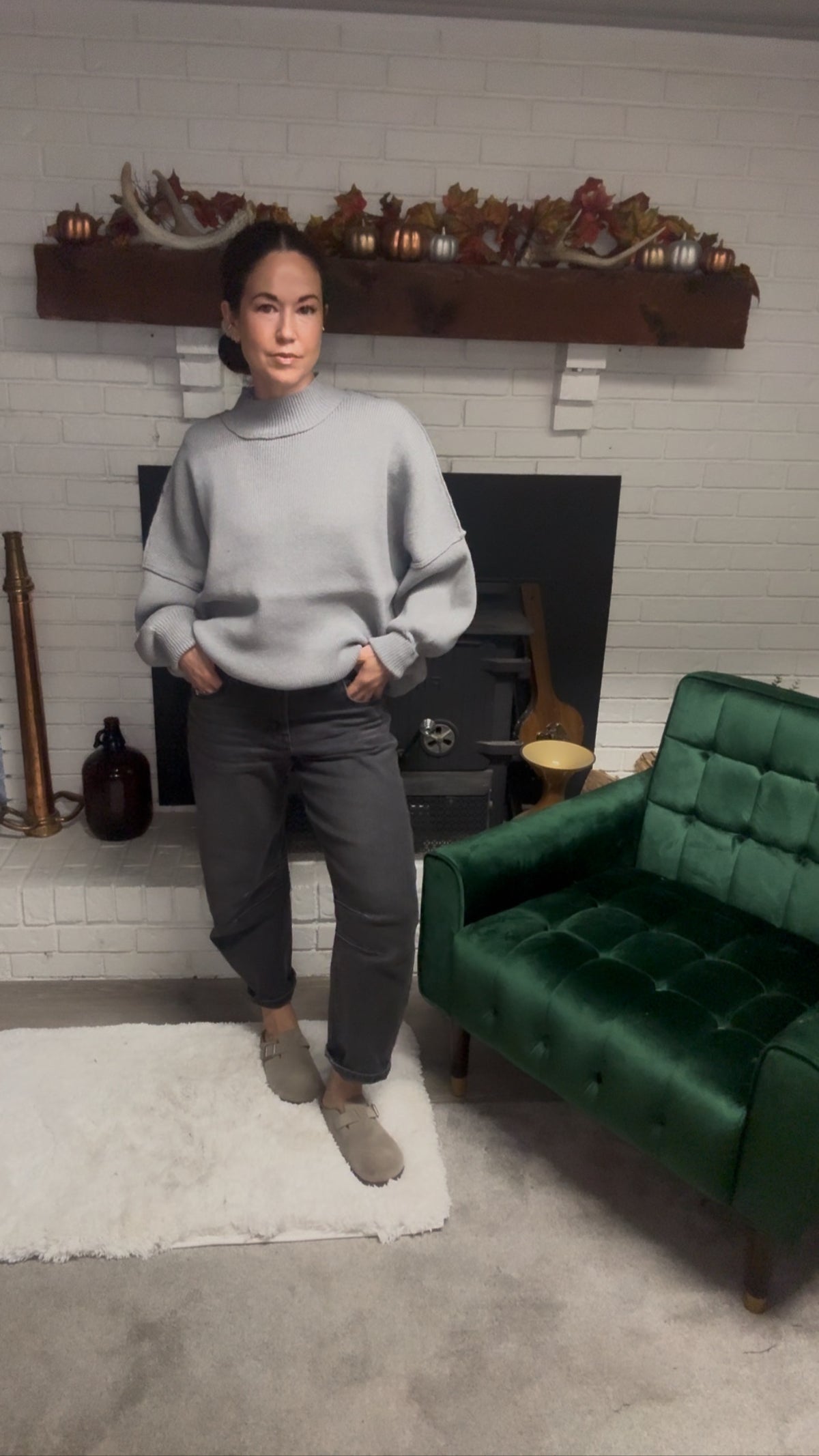 Sammie Medium Grey Stretch Cropped Barrel Jean