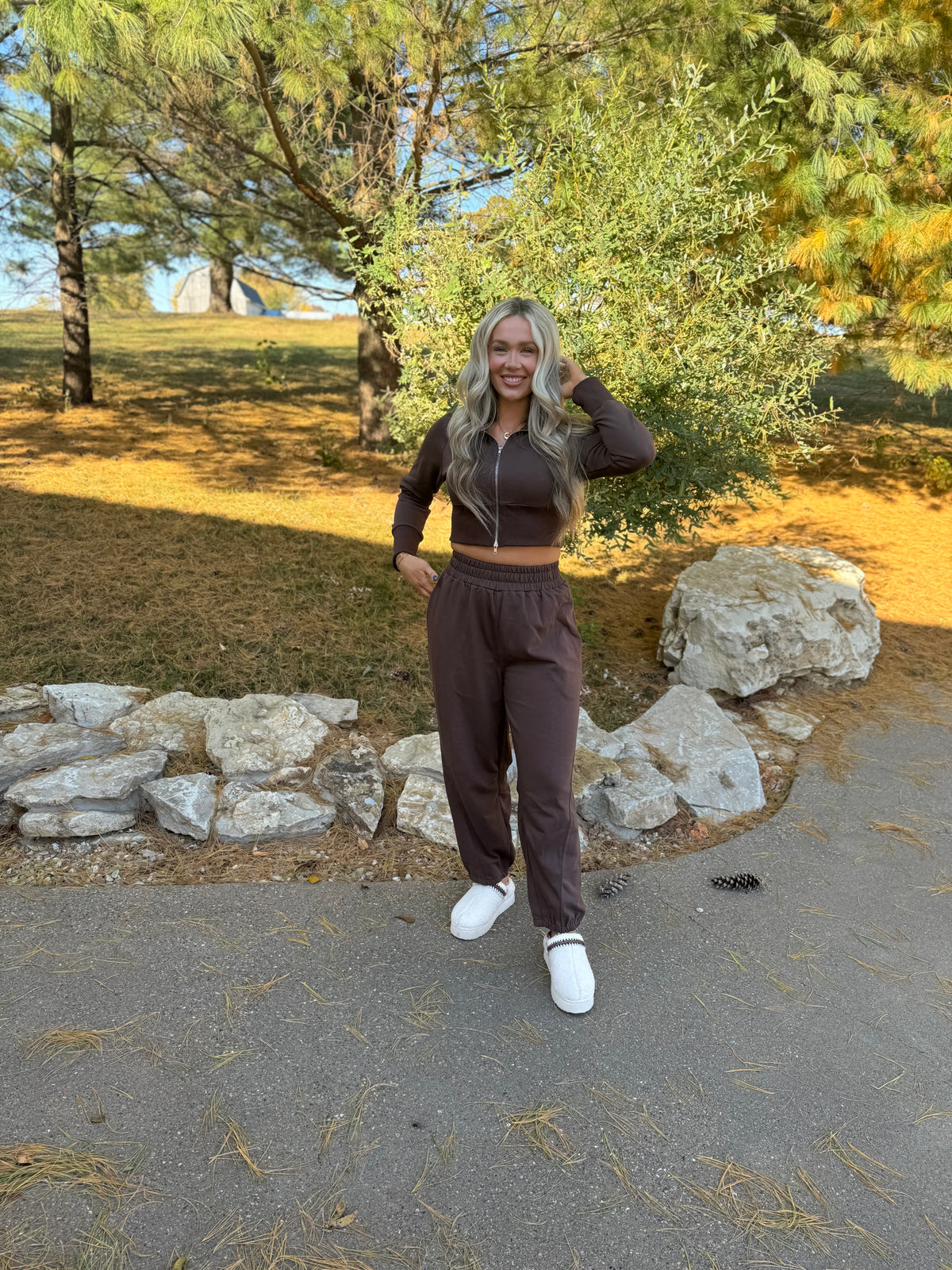 Chocolate Crop Jacket & Jogger Set