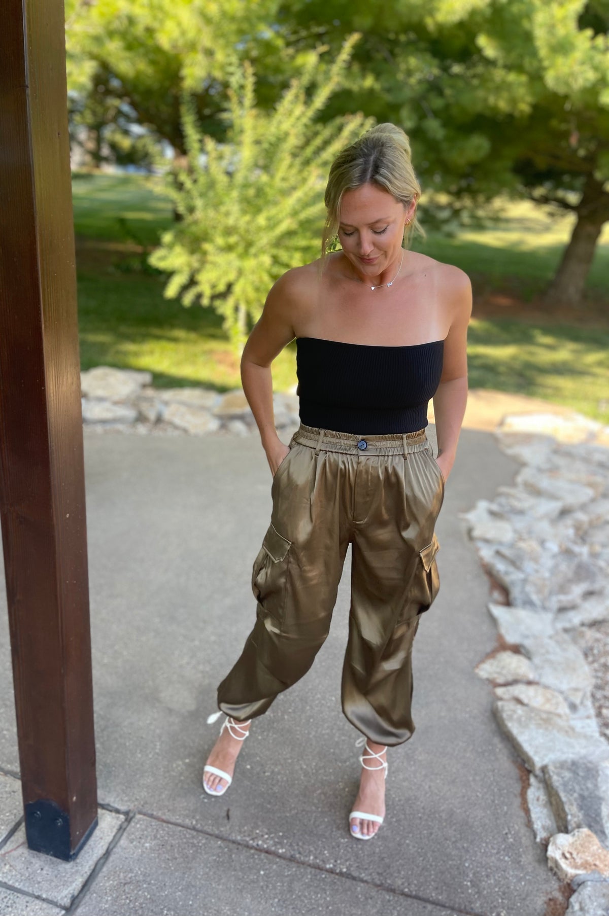 Black Techno Ribbed Tube Top