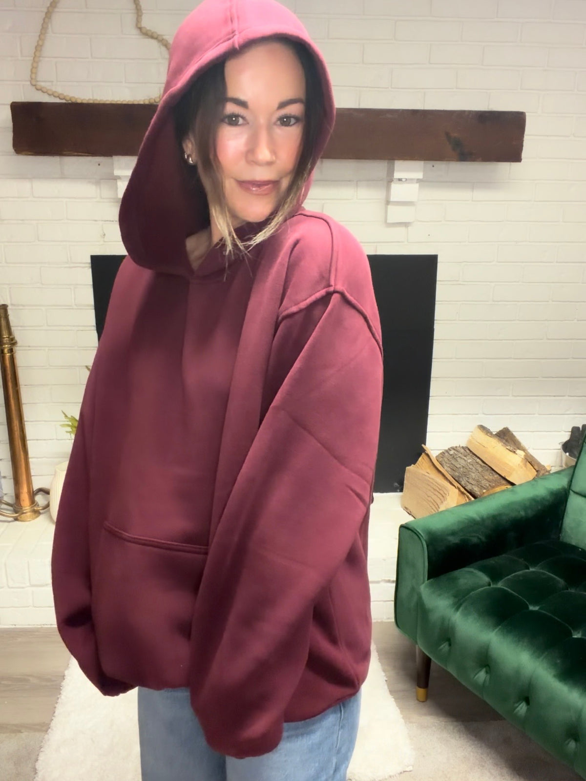 Black Cherry Cloud Fleece Oversized Hoodie