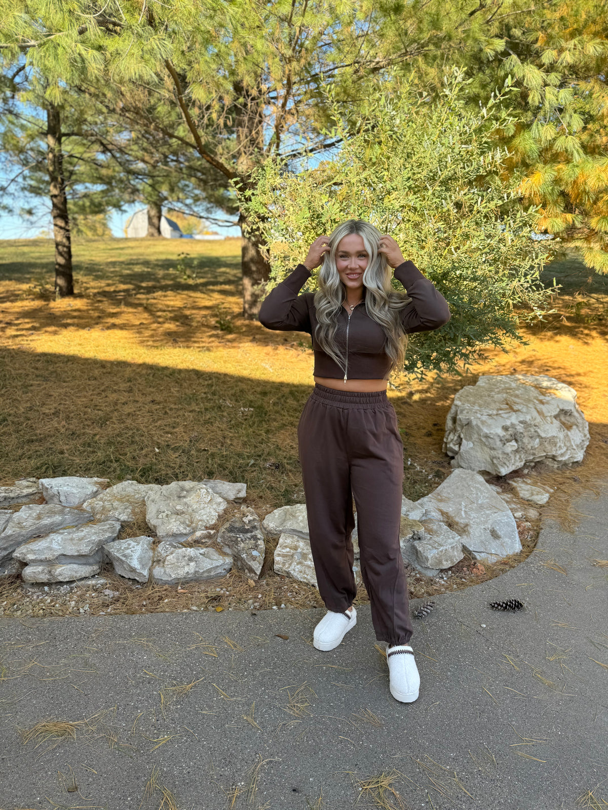 Chocolate Crop Jacket & Jogger Set