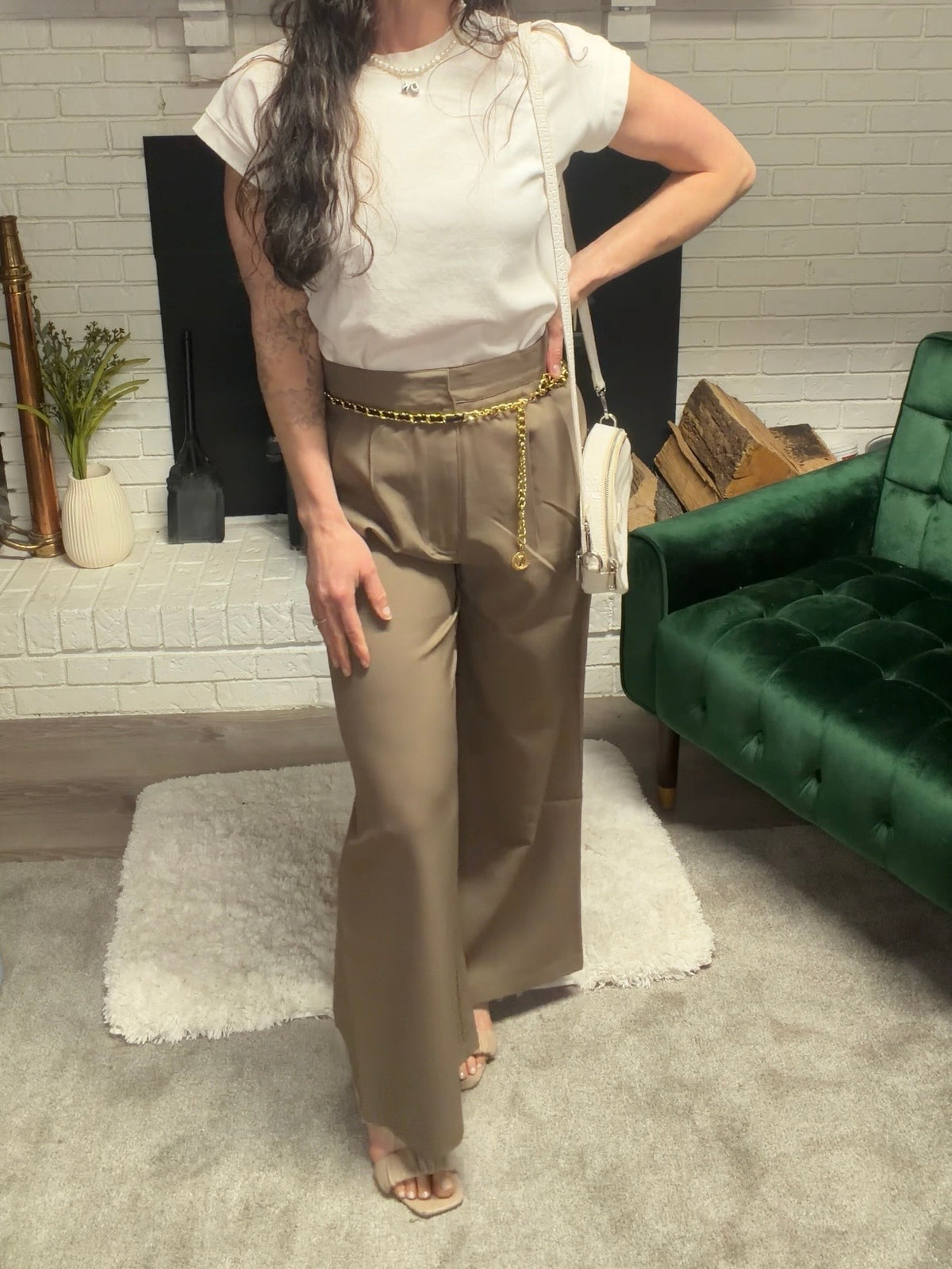 Light Brown Wide Leg Trouser