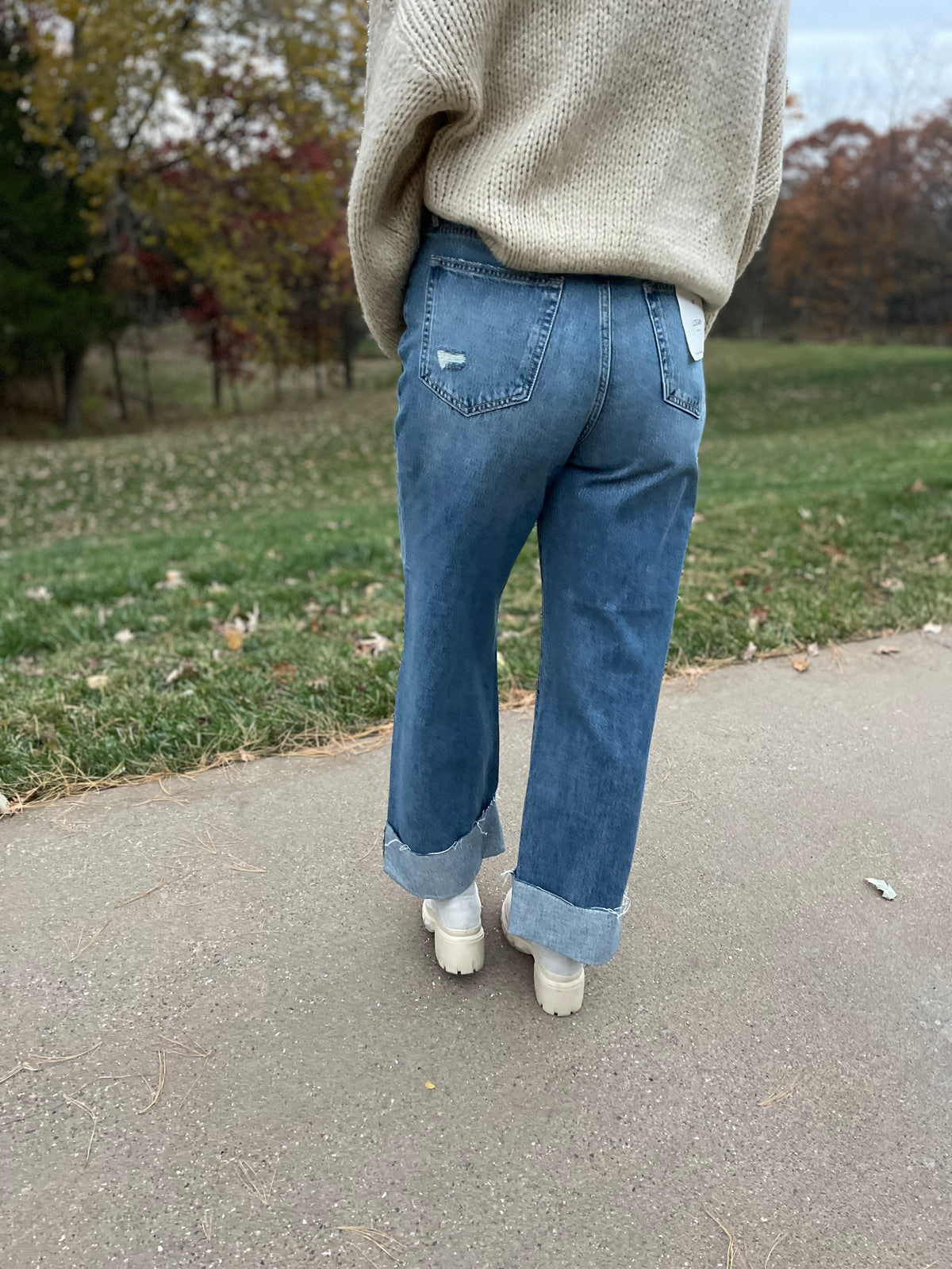 Logan Crossover Waistband Cuffed Dad Jean
