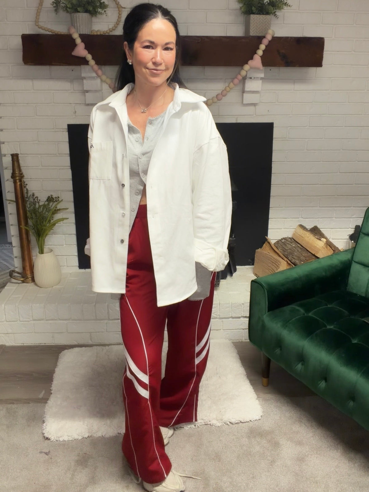 Red Wide Leg Track Pant