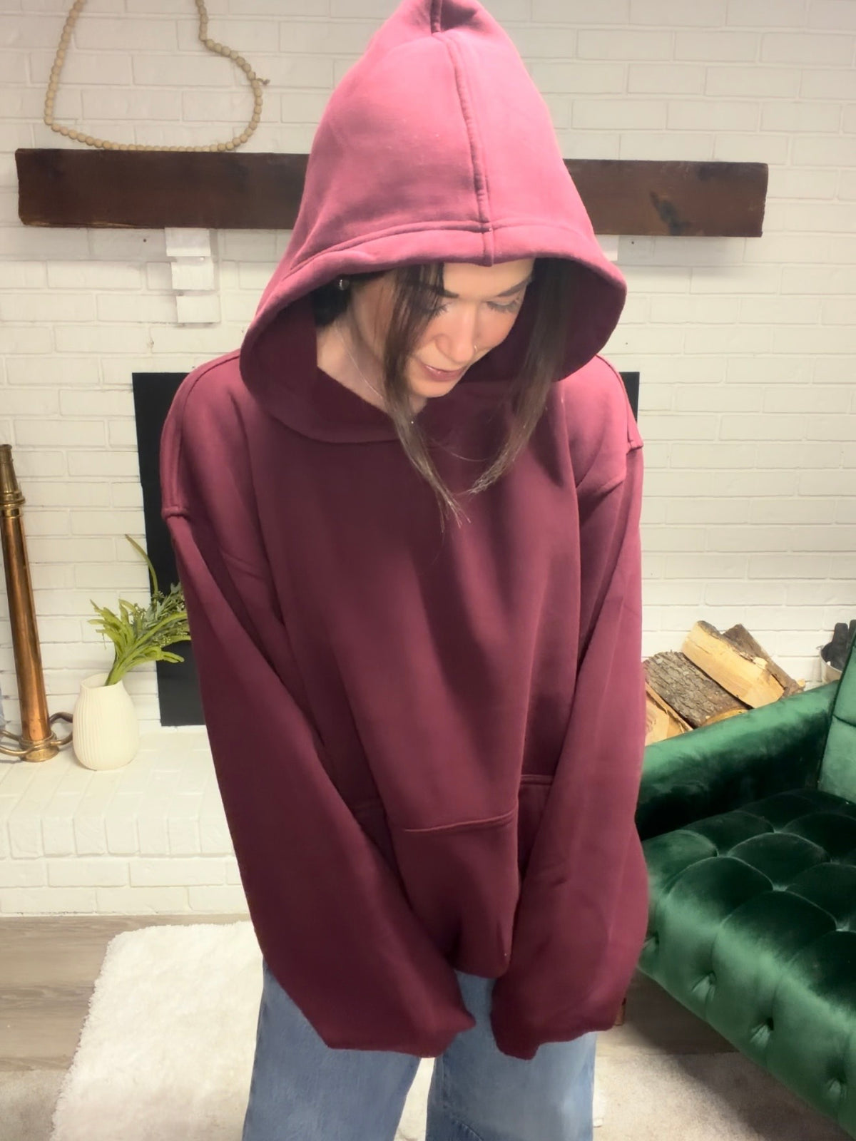 Black Cherry Cloud Fleece Oversized Hoodie