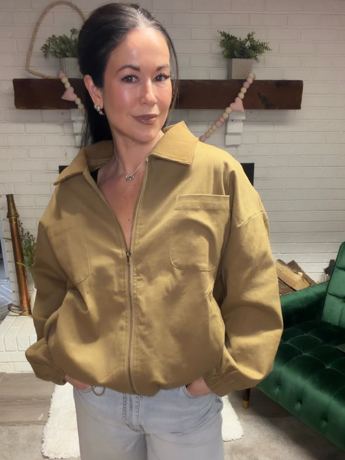 Khaki Barn with Corduroy Collar | Women's Outerwear