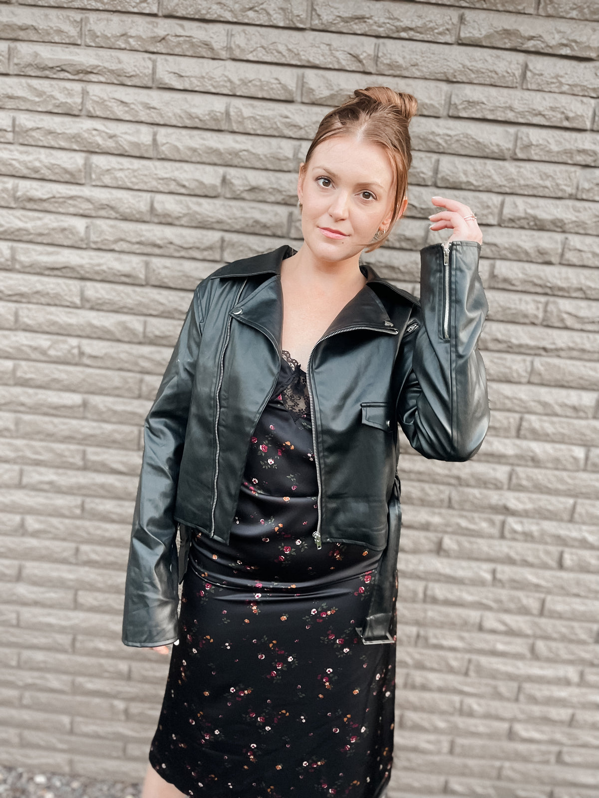 Black Vegan Leather Biker Jacket