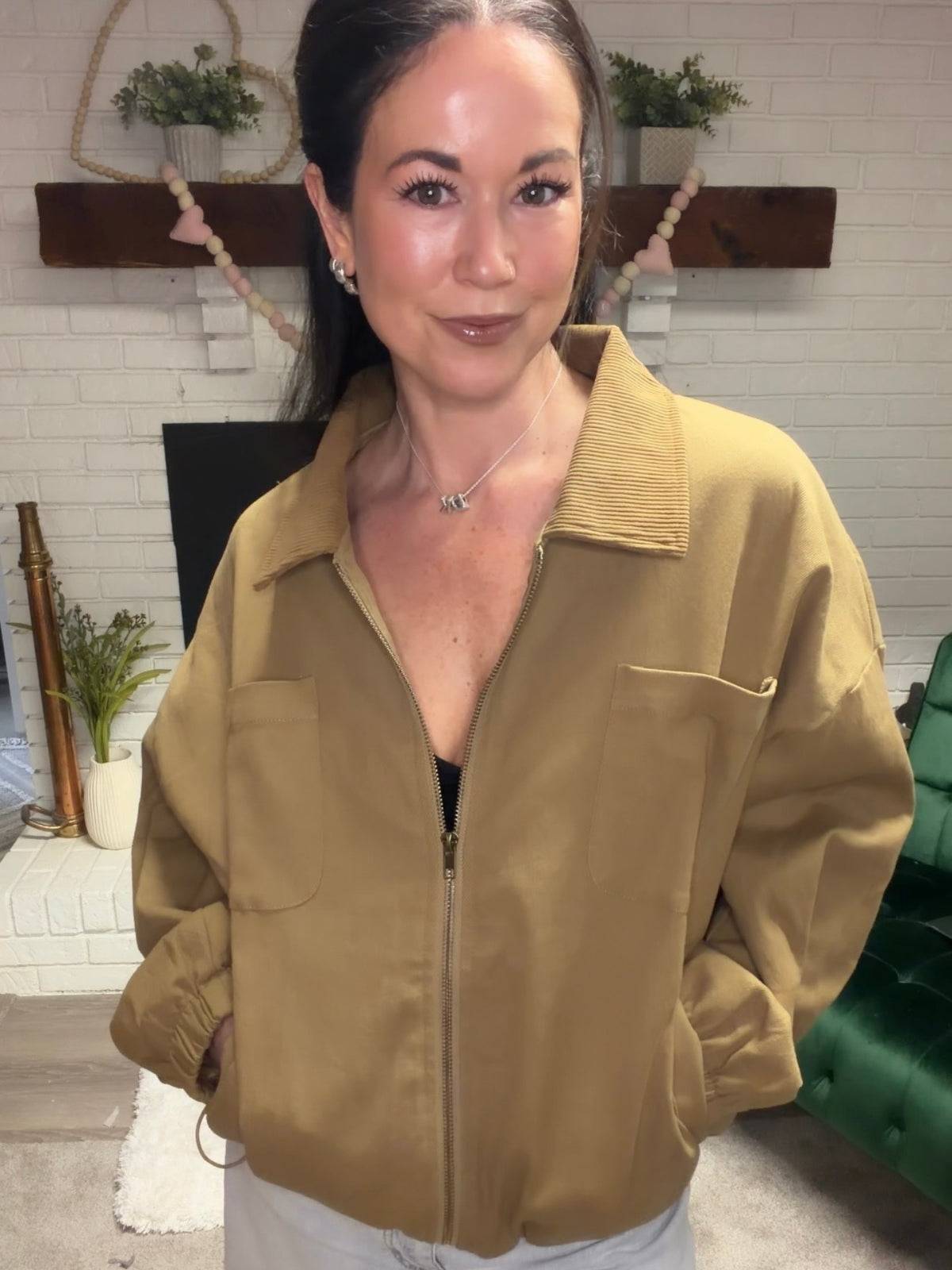 Khaki Barn with Corduroy Collar | Women's Outerwear