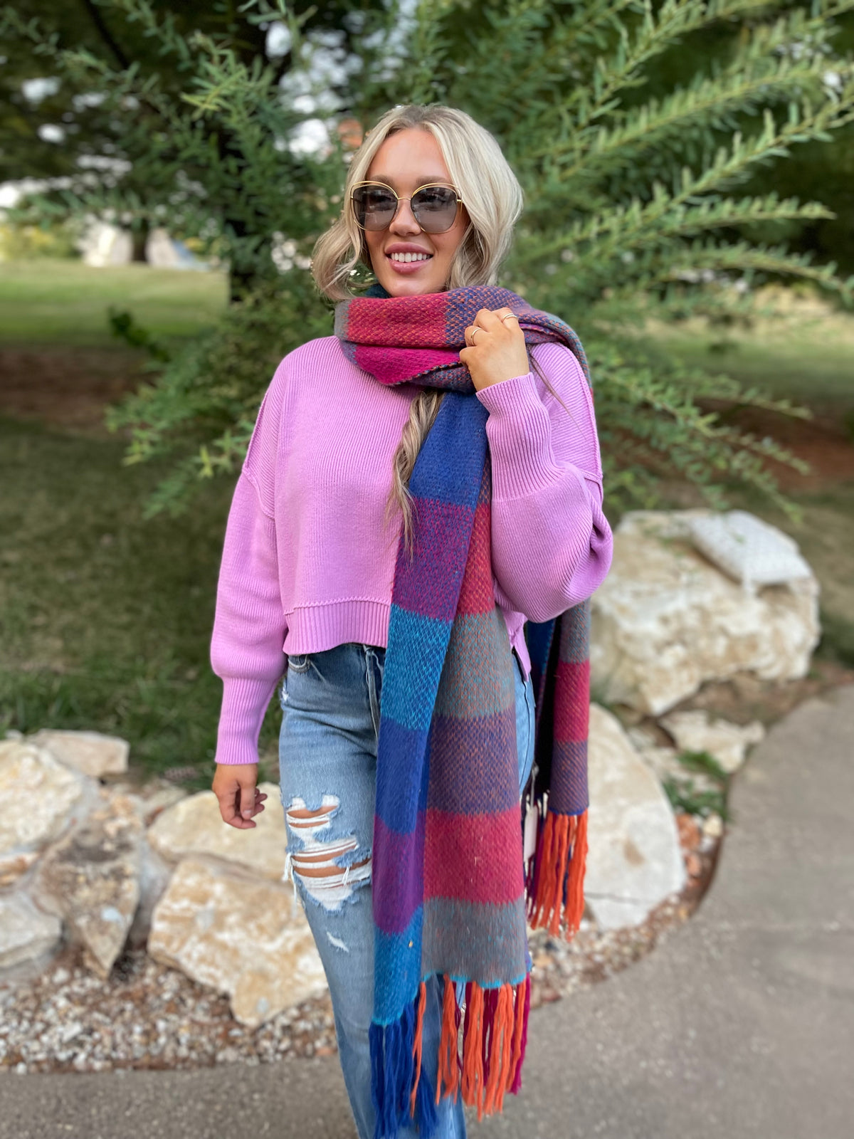 Multi-Colored Oversized Blanket Scarf