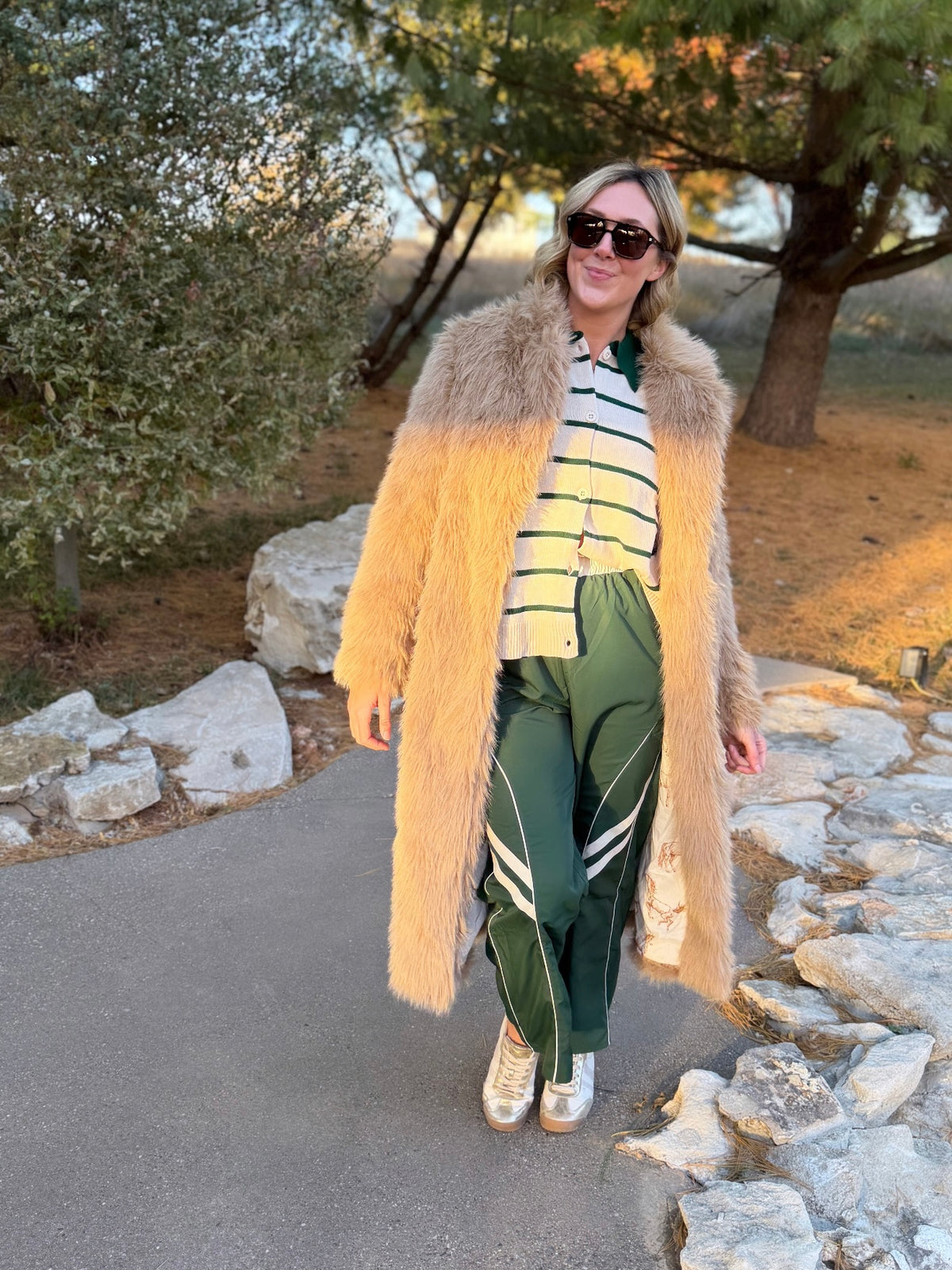 Camel Faux Fur Maxi Coat