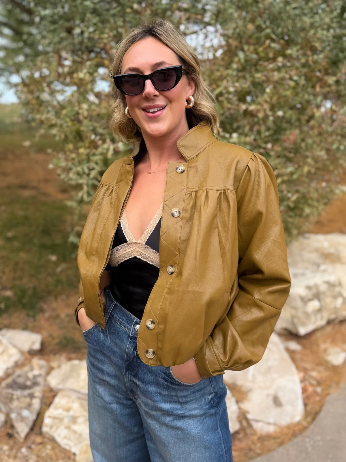 Olive Brown Super Soft Bubble Hem Jacket