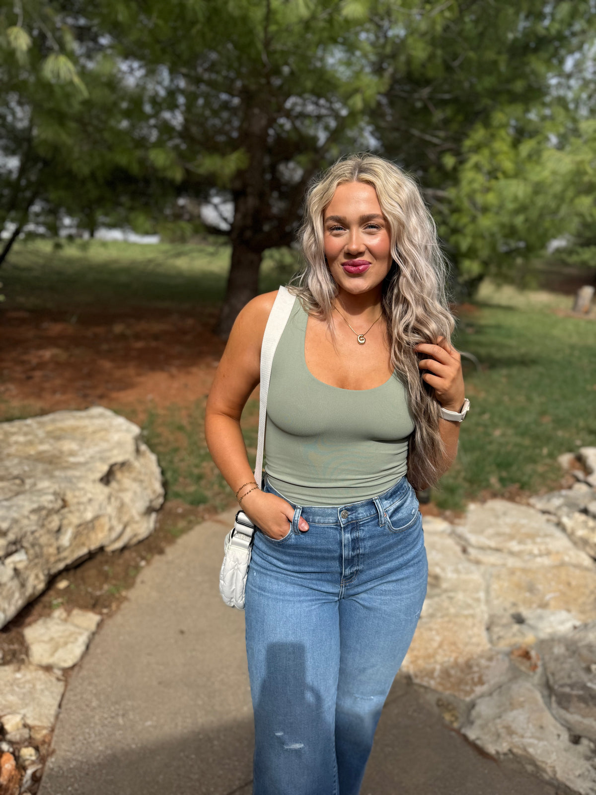 Green Tea Seamless Lined Tank Top