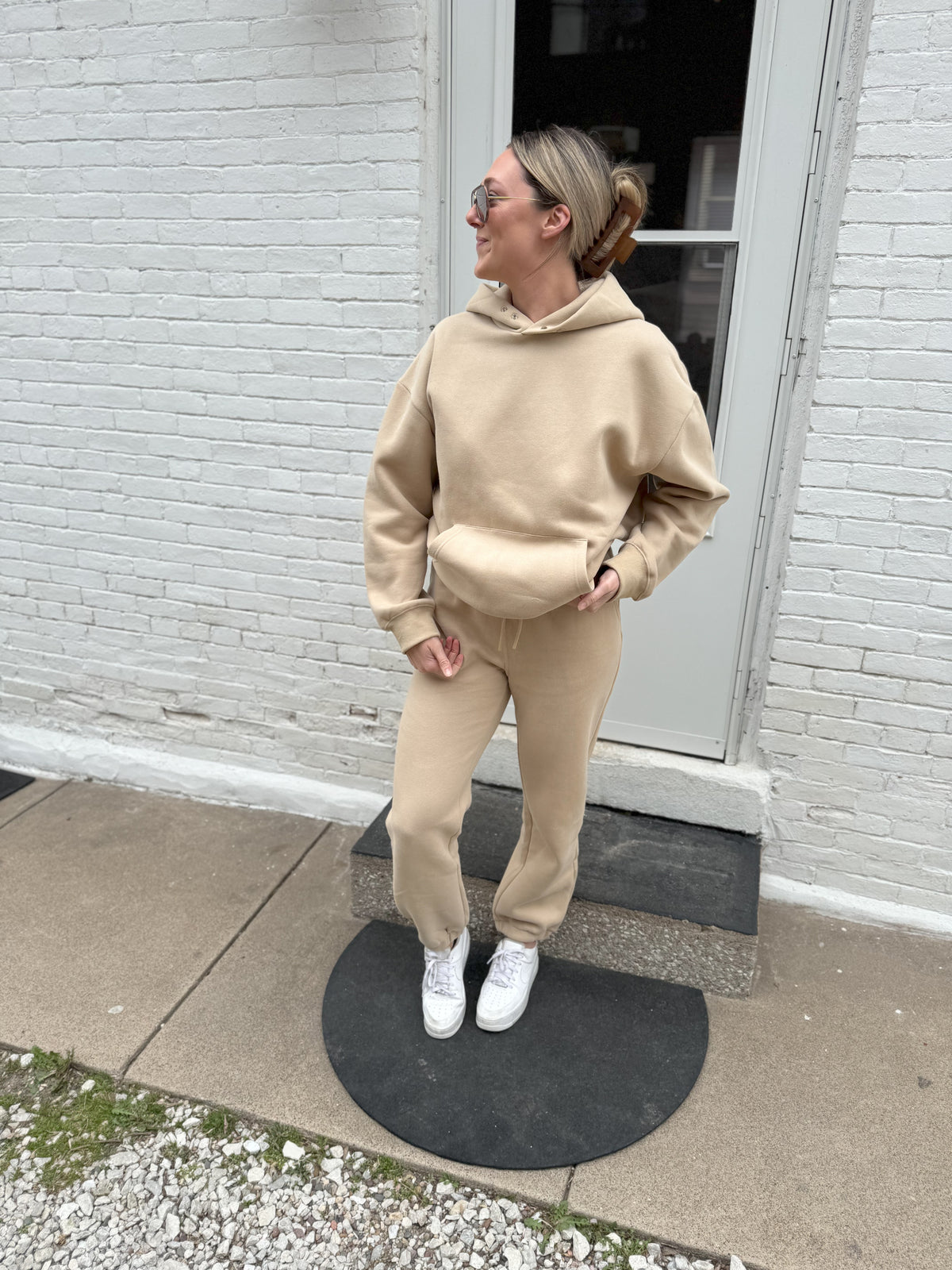 Taupe Soft & Cozy Hoodie with Snaps