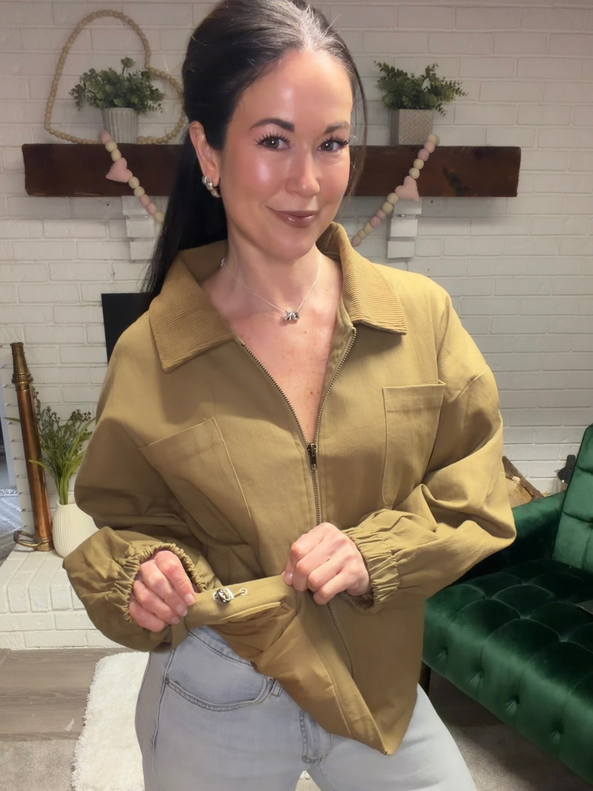 Khaki Barn with Corduroy Collar | Women's Outerwear