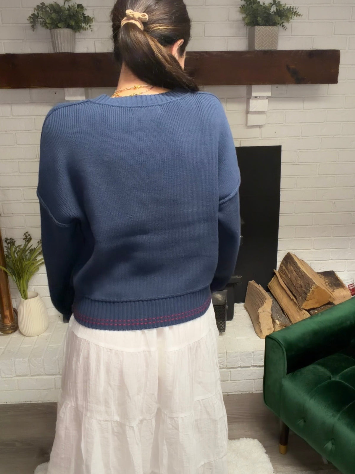 Navy Rope Detail USA Sweater