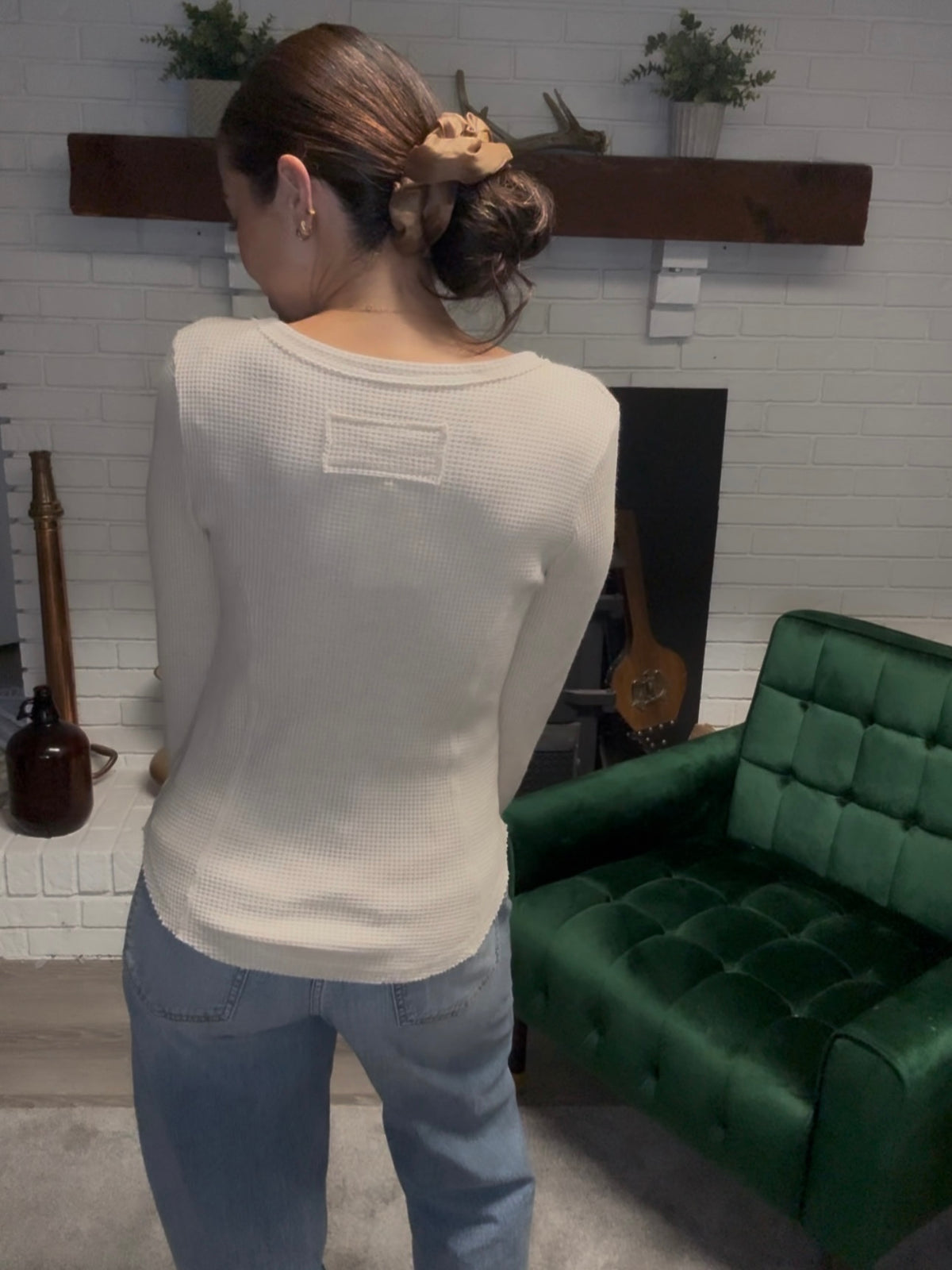 Oatmeal Snap Front Thermal Top