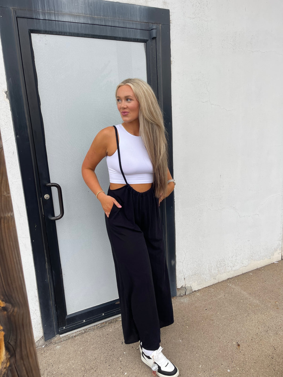 Black Wide Leg Suspender Jumper
