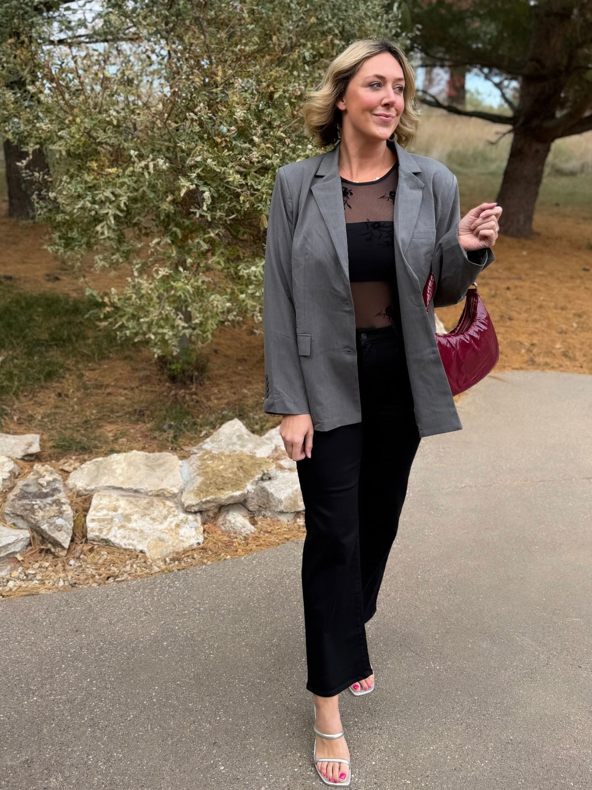 Charcoal Grey Oversized Blazer