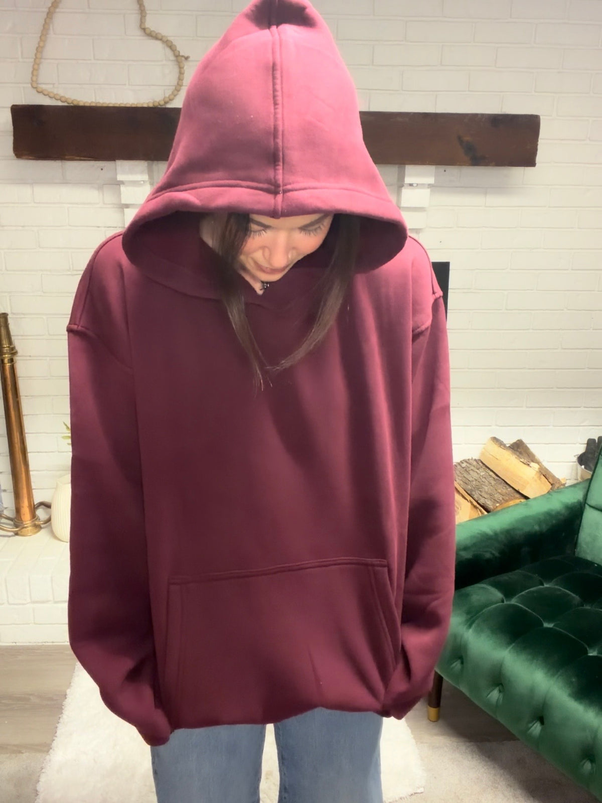 Black Cherry Cloud Fleece Oversized Hoodie