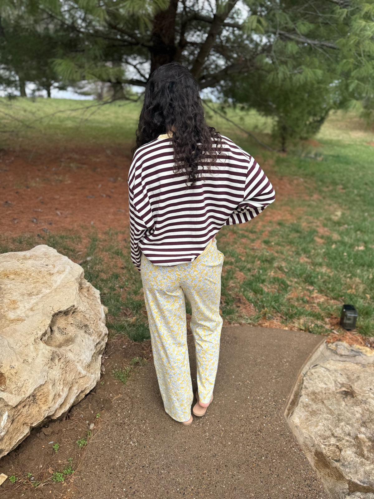 Yellow Floral Printed Lounge Pants