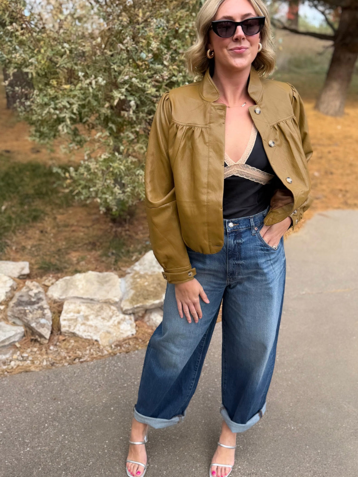 Olive Brown Super Soft Bubble Hem Jacket