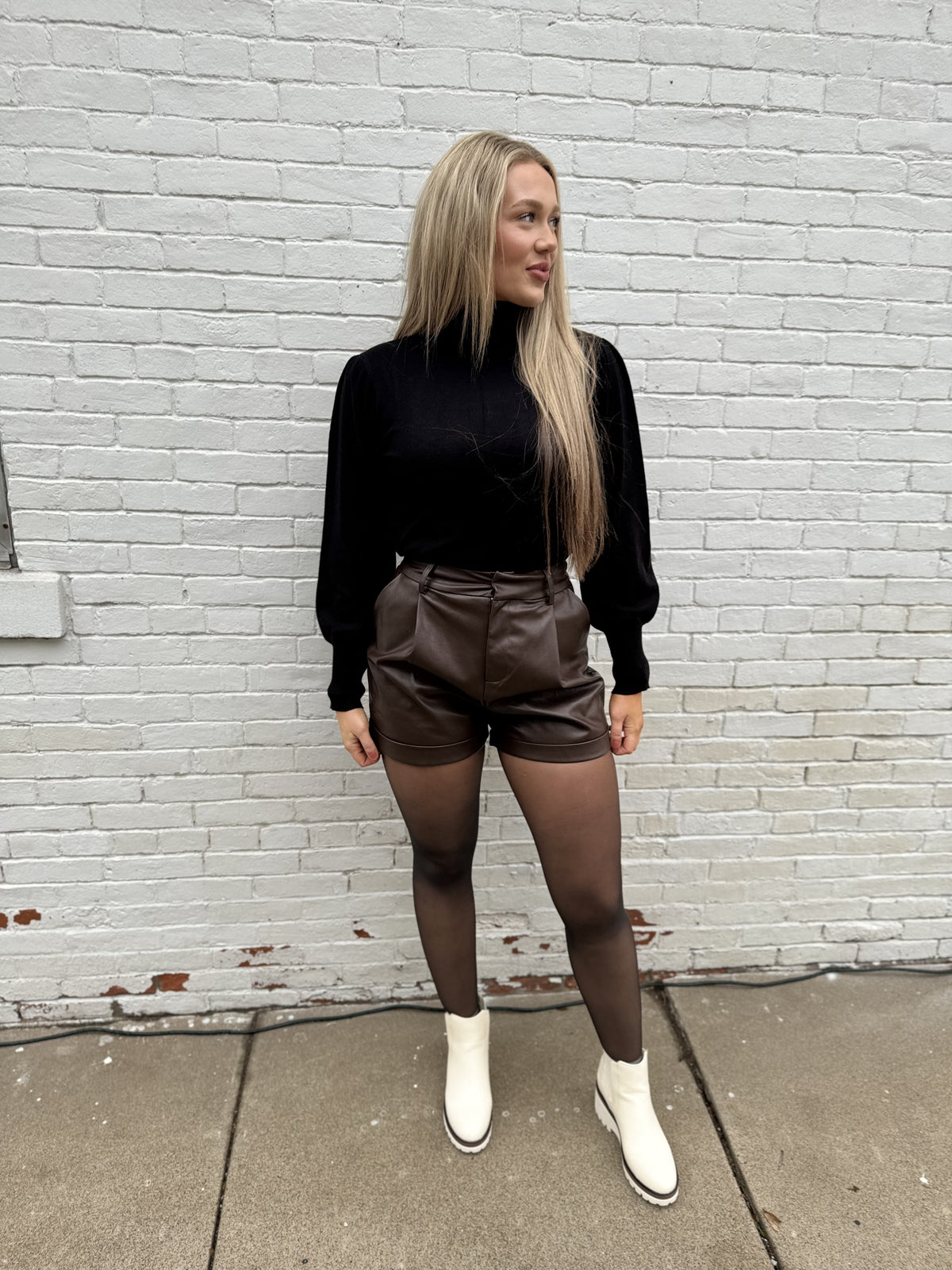 Chocolate Faux Leather Shorts