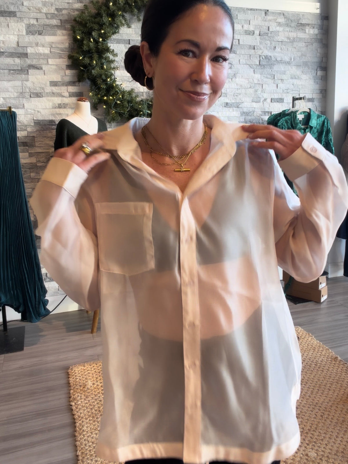 Soft Pink Sheer Organza Top