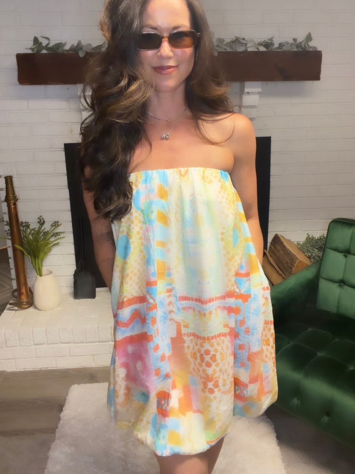 Watercolor Tube Bubble Hem Mini Dress