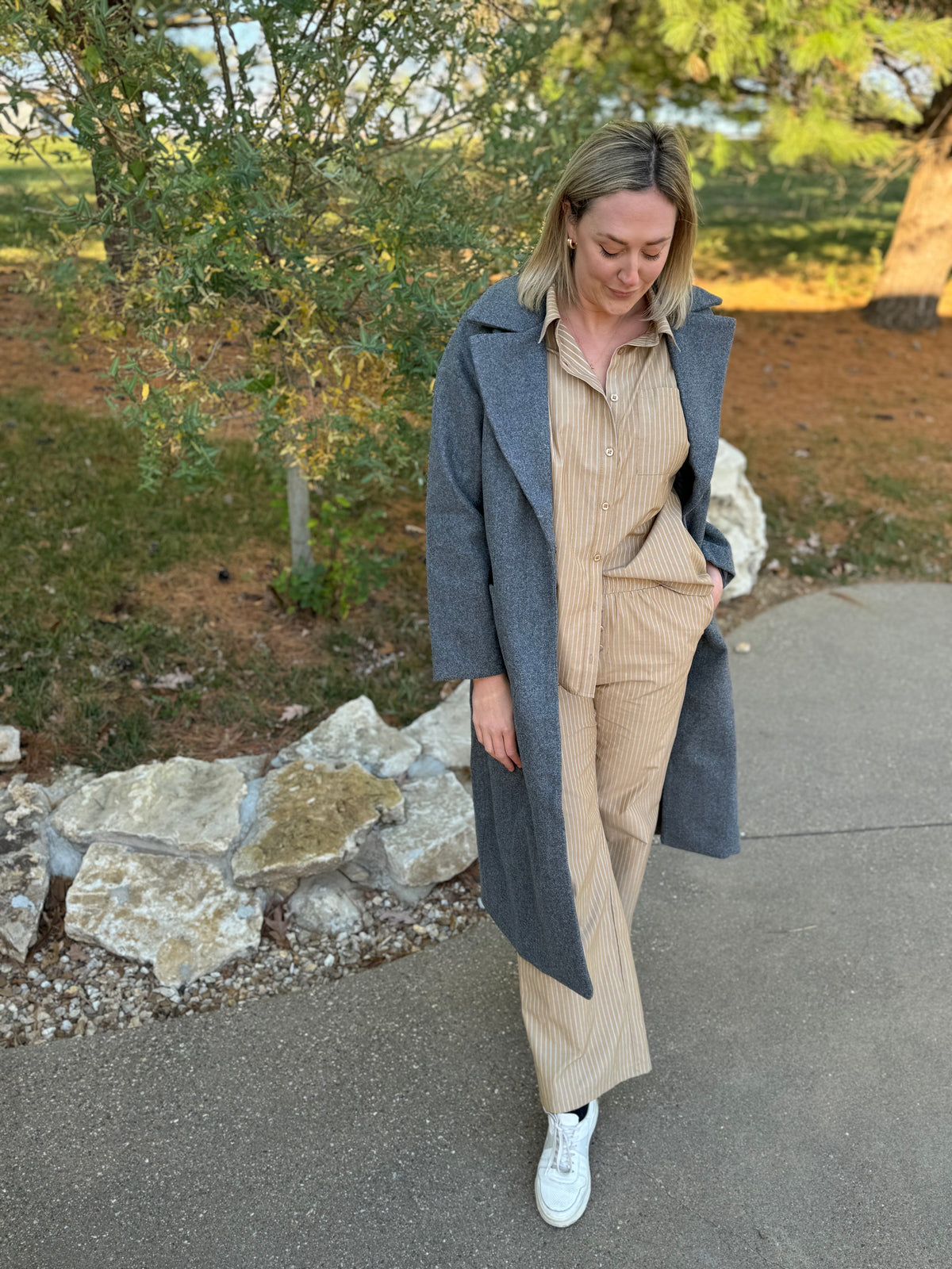 Camel Striped Woven Pants