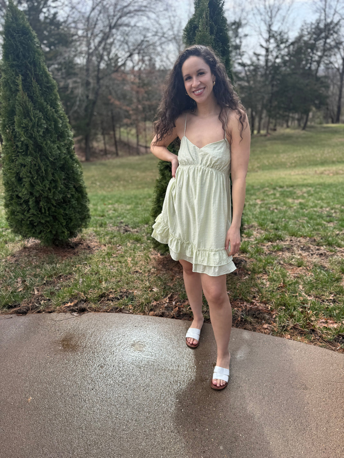 Sage Ruffle Hem Strappy Dress