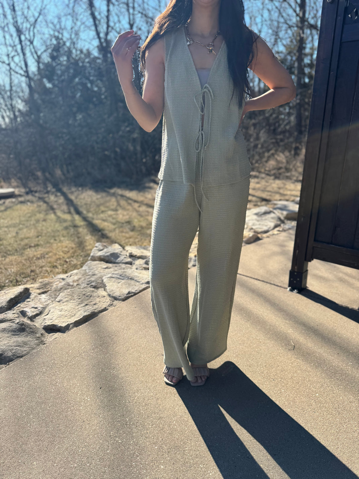 Dusty Sage Wide Leg Pants