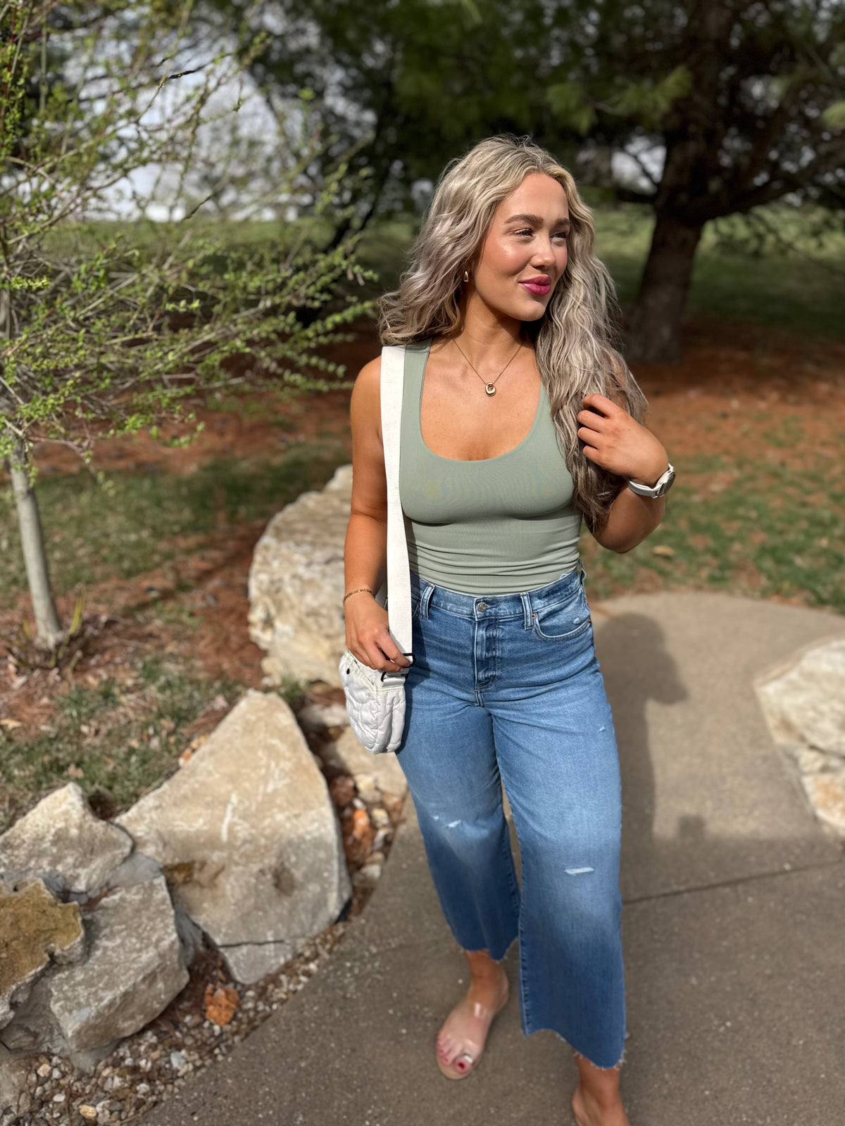 Green Tea Seamless Lined Tank Top