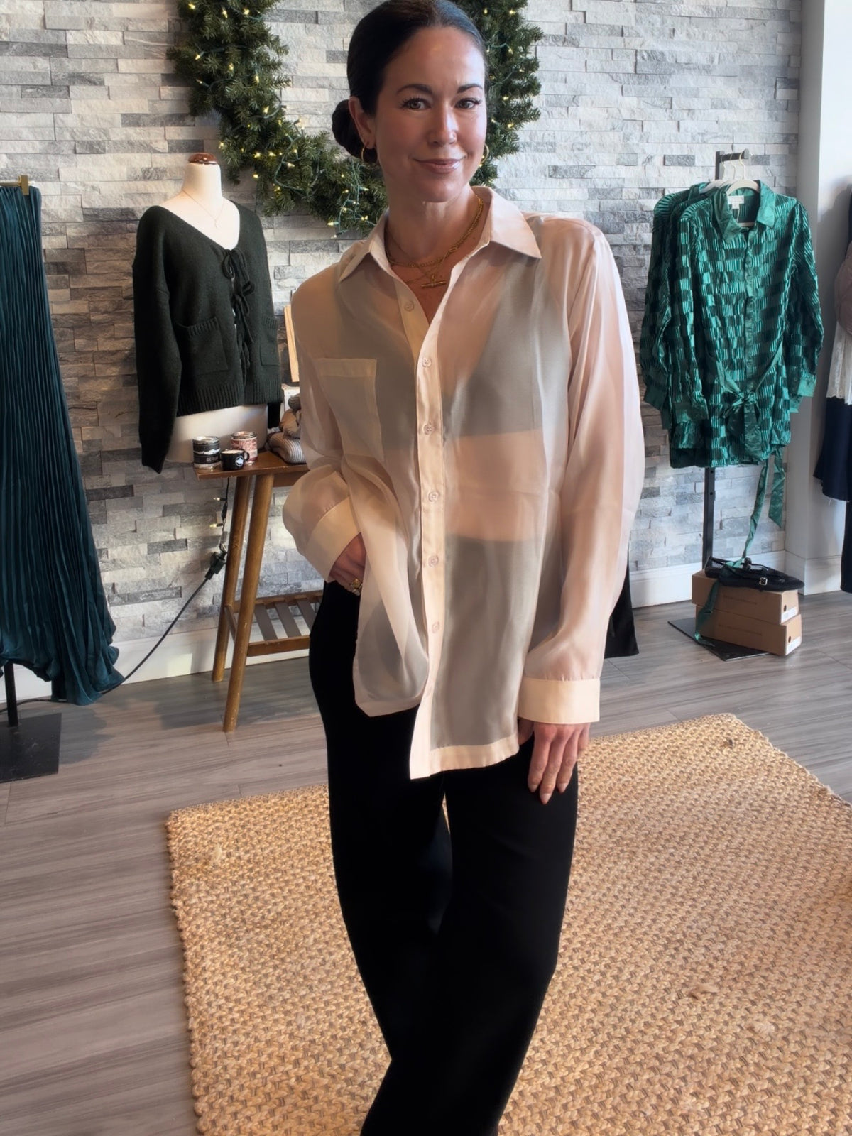Soft Pink Sheer Organza Top