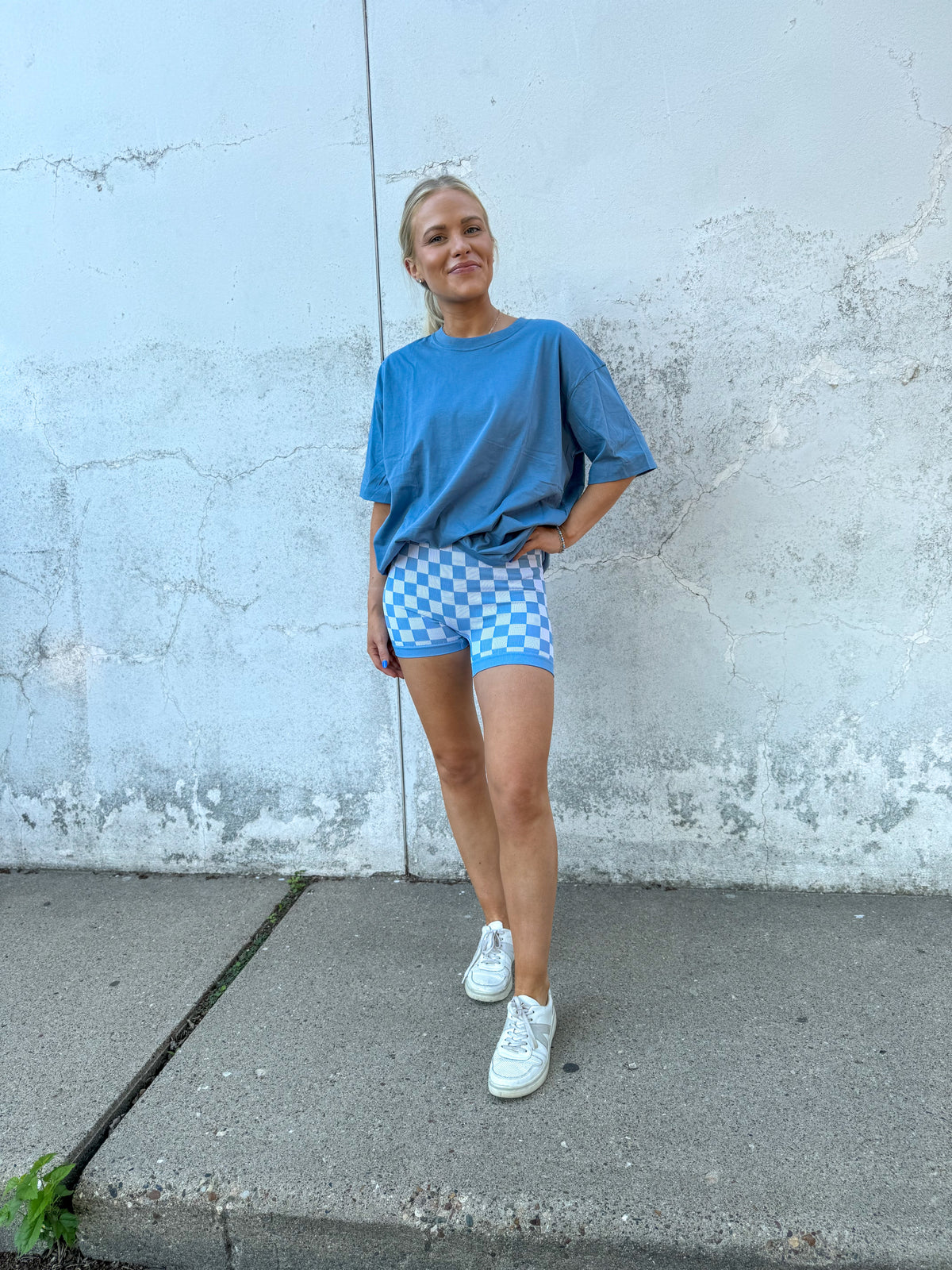 Baby Blue Checkmate Casual Two-Piece Set