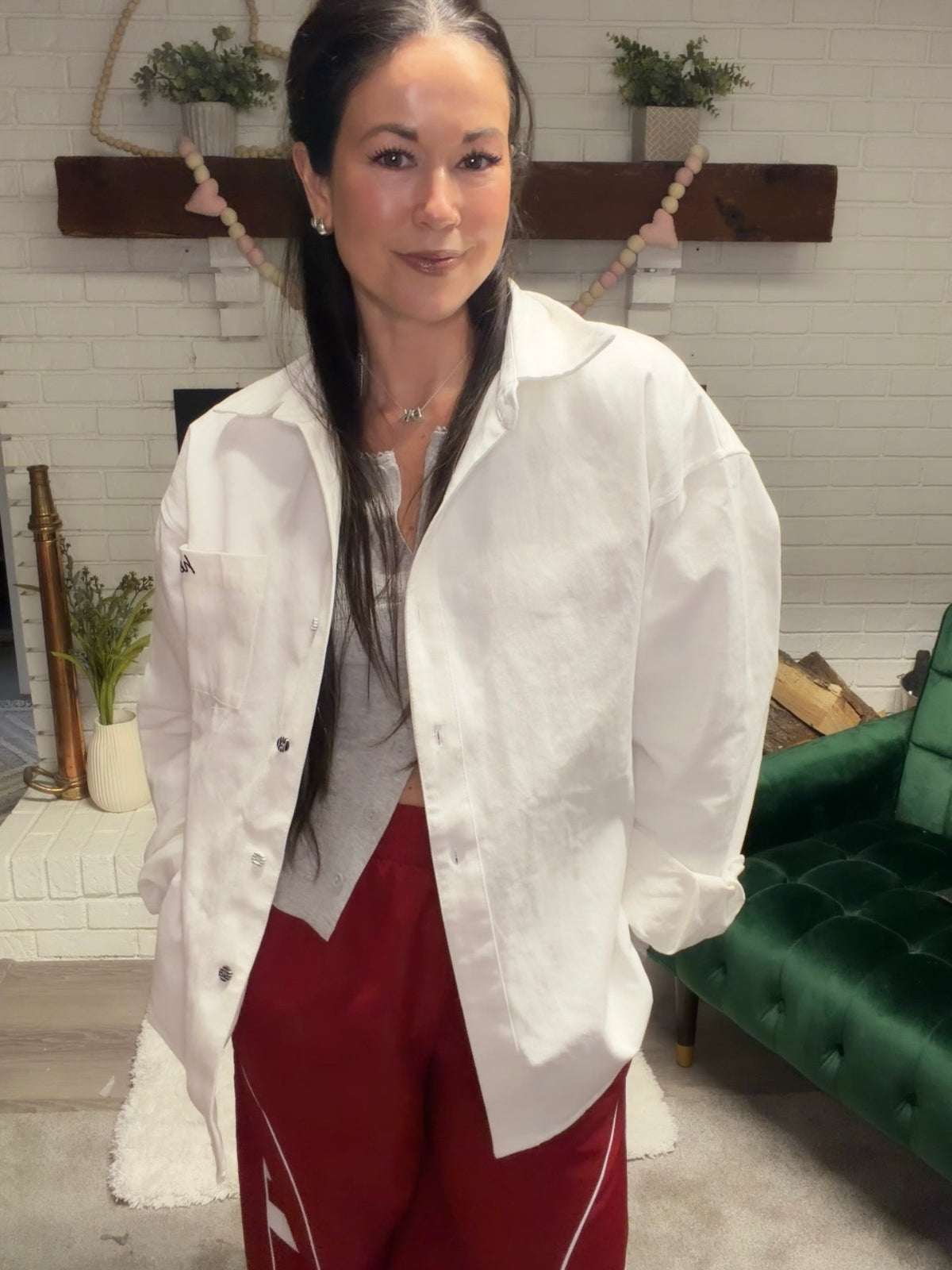 White Button Front Hello Shacket | Women's Shirt Jacket