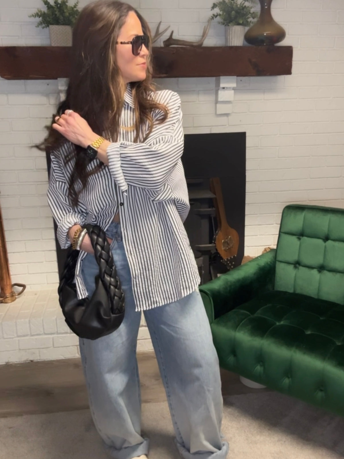 Black & White Stripe Seersucker Button Up