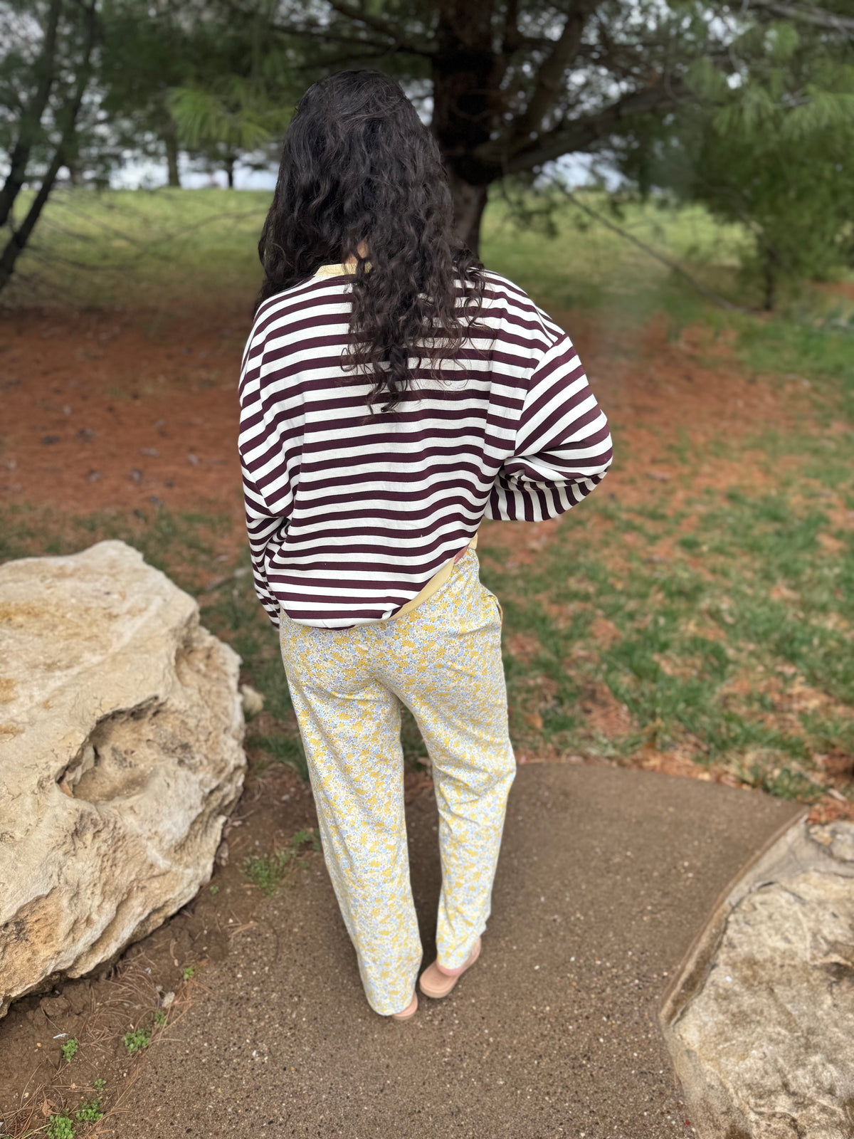 Butter & Burgundy Striped Pullover