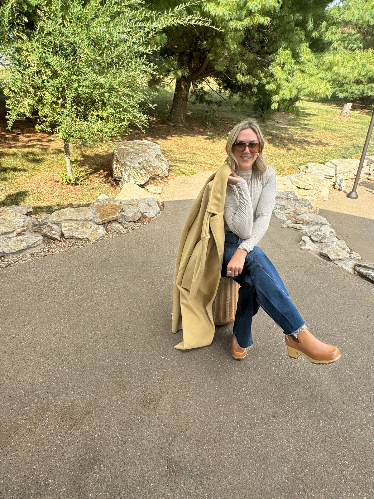 Honey Gold Long Open Front Coat