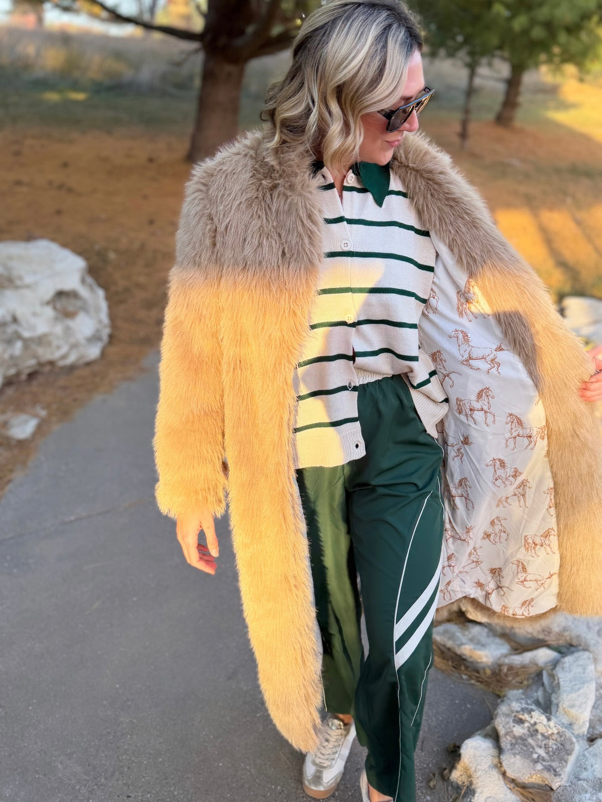 Camel Faux Fur Maxi Coat