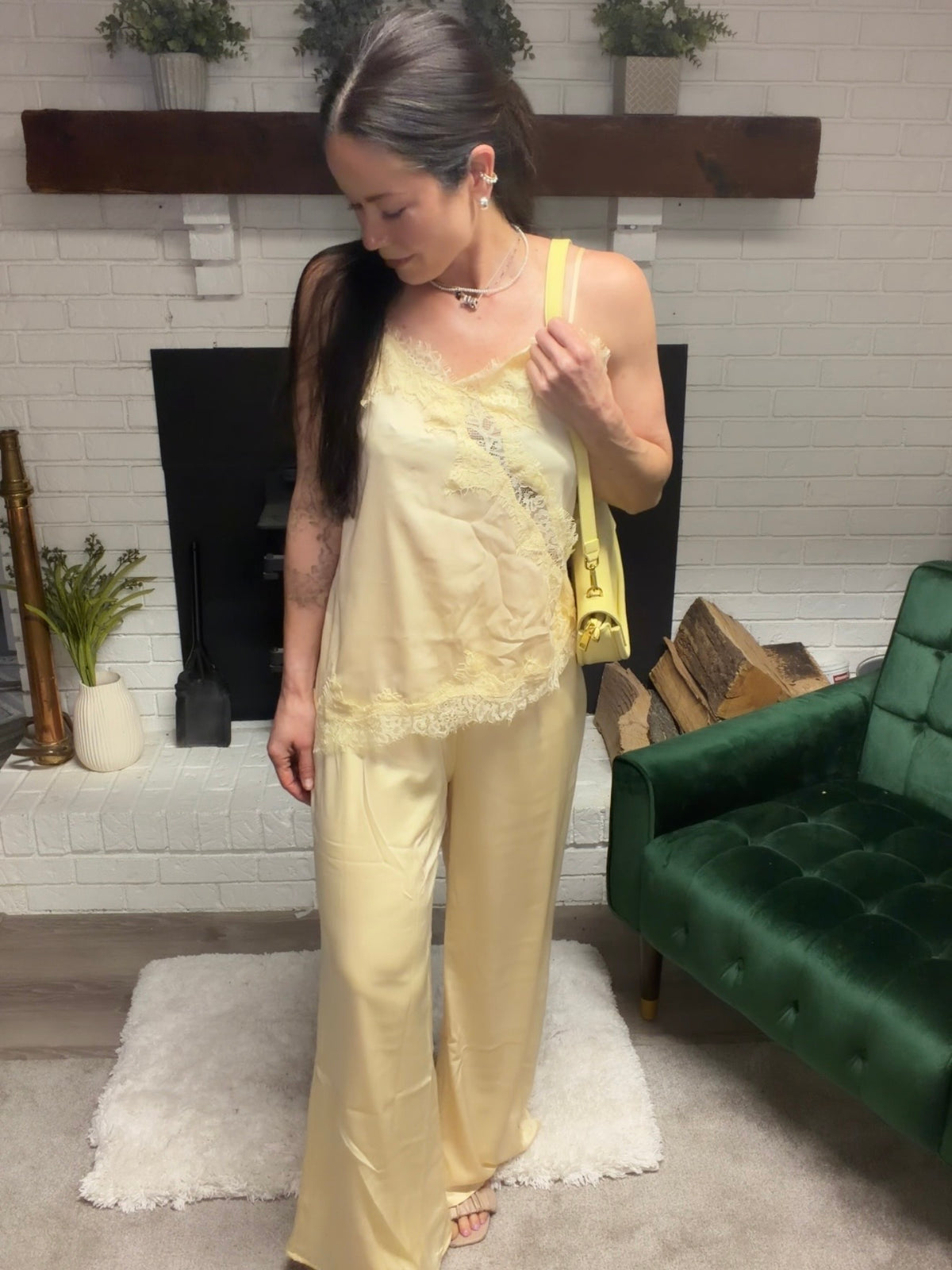 Creamy Butter Satin Lined Wide Leg Pants