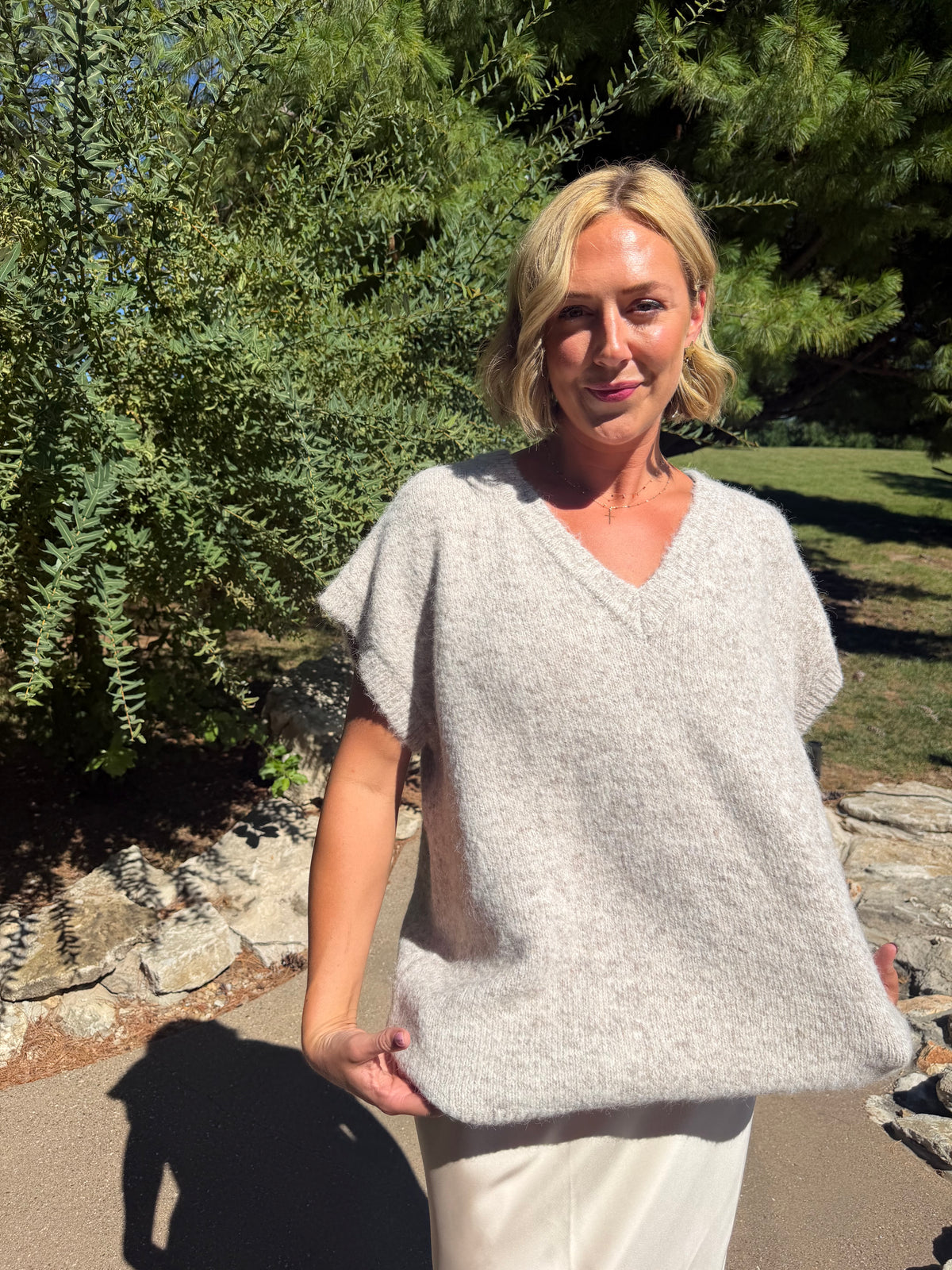 Oatmeal Oversized Sleeveless Sweater