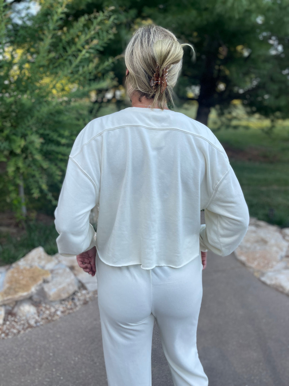 Cream Cropped Sweatshirt