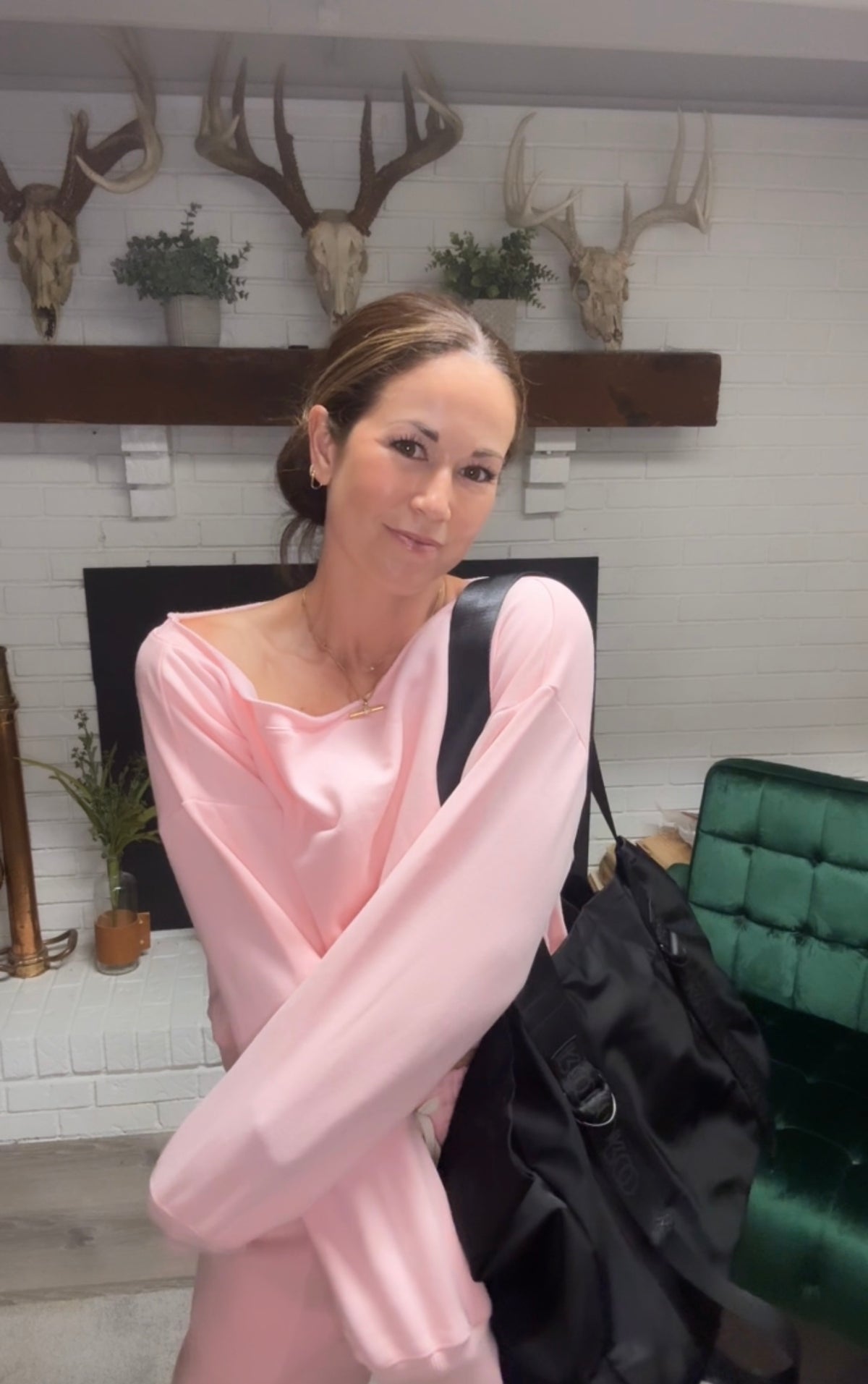Pink Off The Shoulder Cropped Sweatshirt