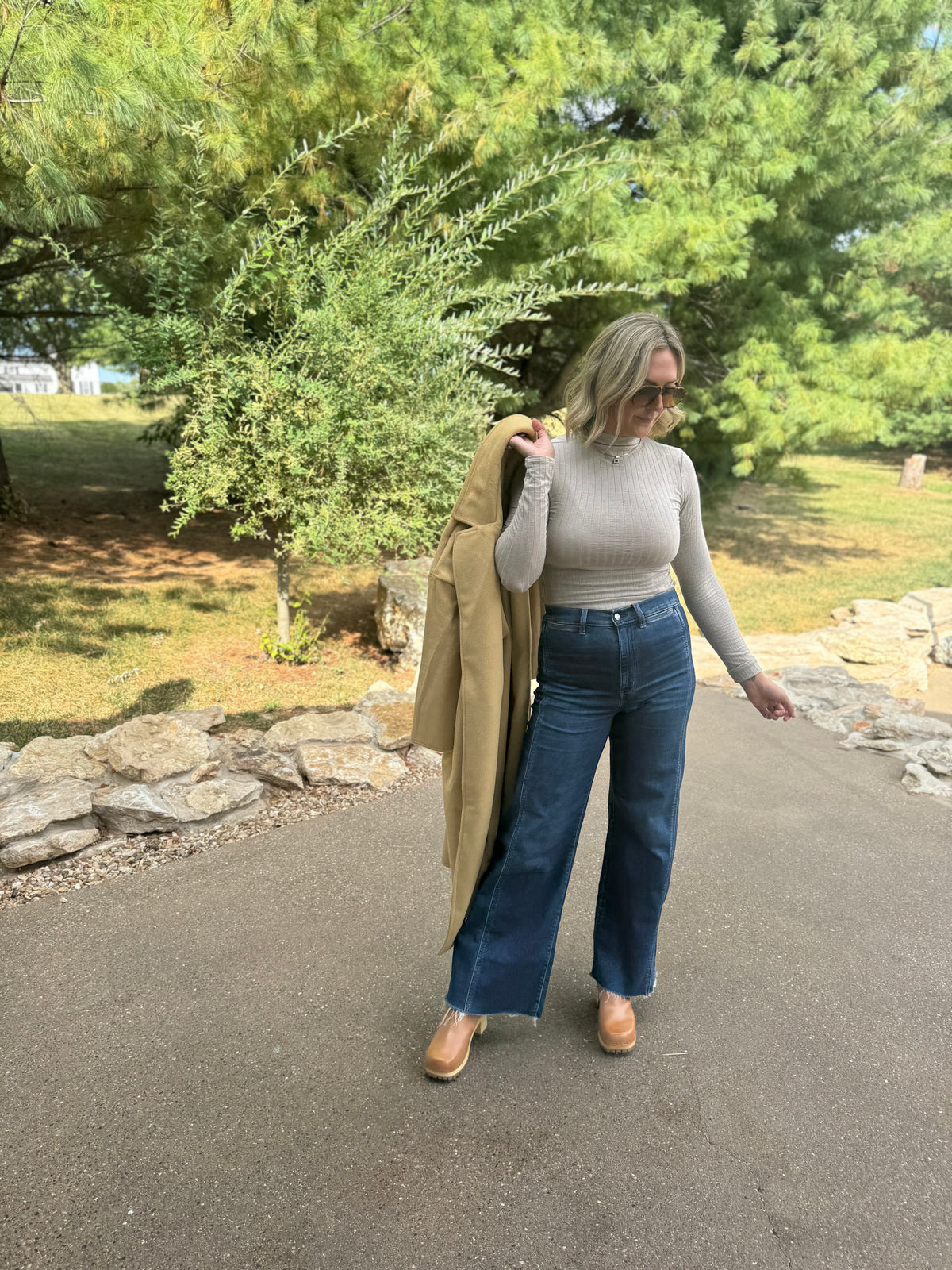Honey Gold Long Open Front Coat