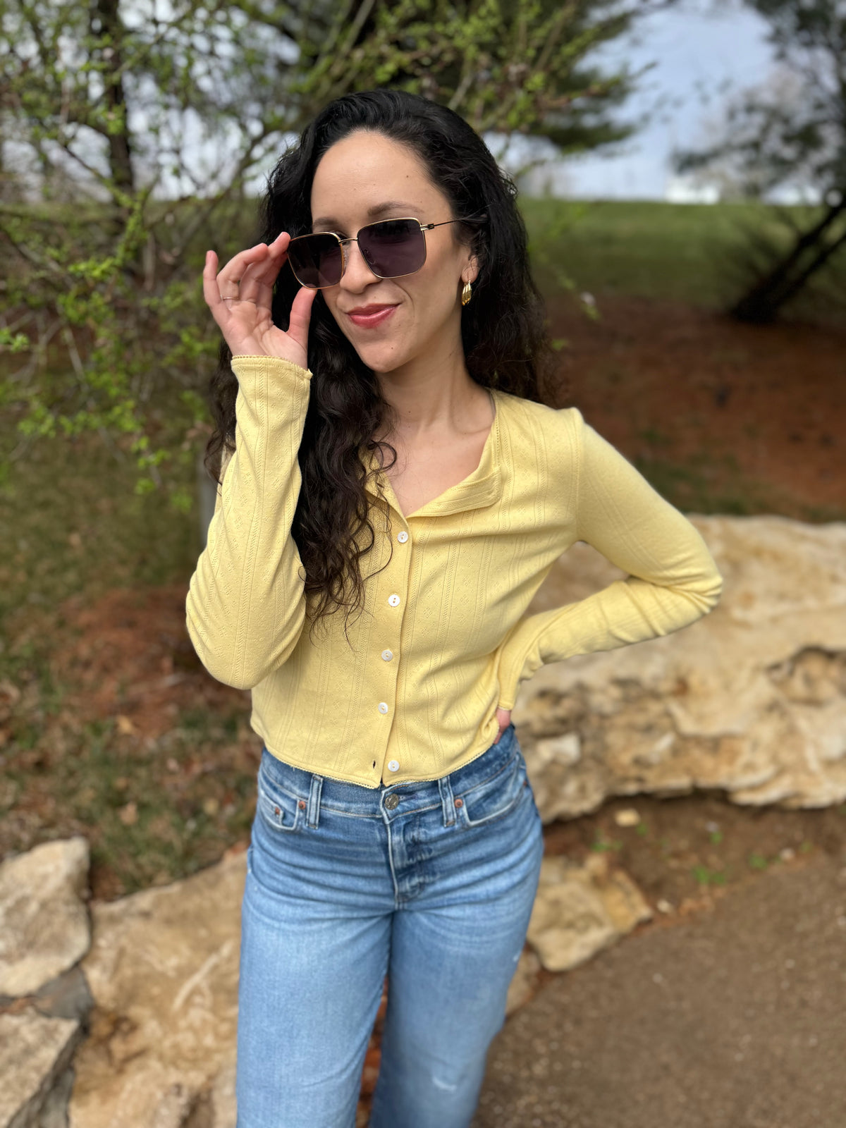 Butter Yellow Pointelle Cardigan